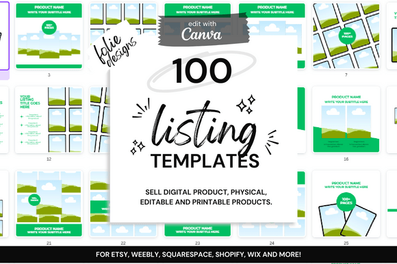 100 Etsy Digital Shop Templates +Link for Faster Listings