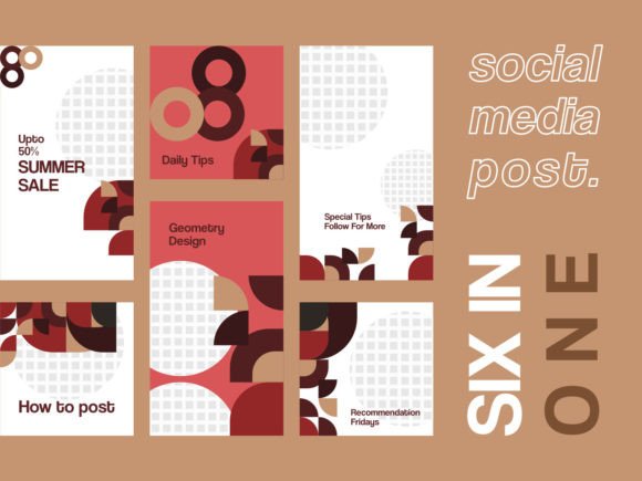6 Media Social Templates Red Themes V2