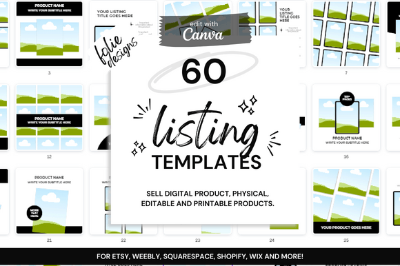 60 Etsy Digital Shop Templates +Link for Busy Sellers