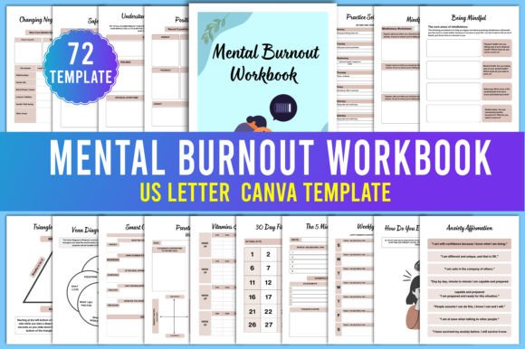 Designing Your Path to Wellness with Mental Burnout Workbook Canva Templates