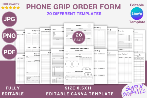 Editable Phone Grip Order Form - Canva: The Small Business Organizer