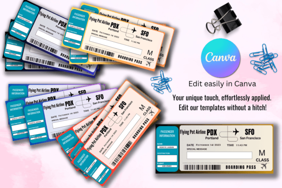 Elevate Surprises with Editable Boarding Pass Canva Templates