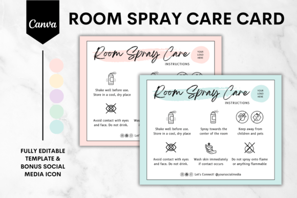 Elevate Your Brand with Our Room Spray Care Card Canva Template