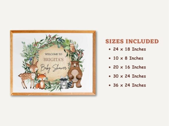Enchanting Woodland Baby Shower Welcome Sign in Canva