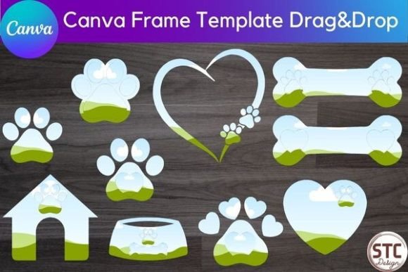 Paw Print Canva Frame Template Bundle: Easy Drag & Drop Design